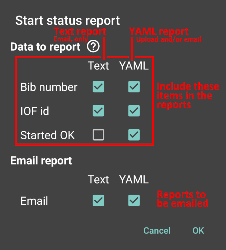 Status report customisation