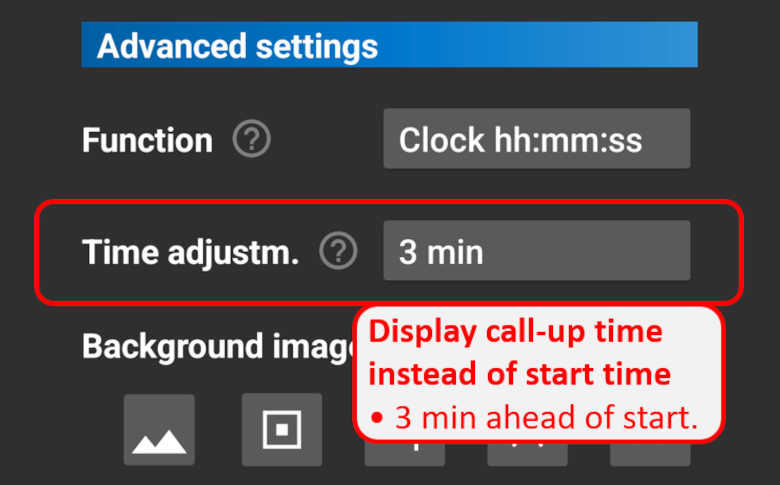 Display call-up time